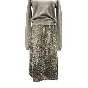 NWT Brazeau Tricot STEEL SHIMMER SEQUIN w/ COTTON LINED SKIRT SIZE 2 (M)